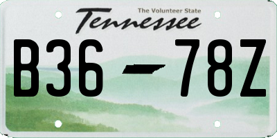 TN license plate B3678Z
