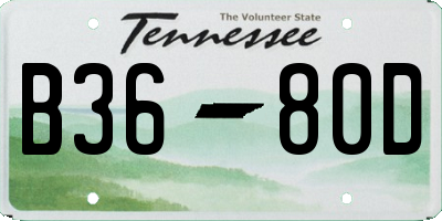 TN license plate B3680D