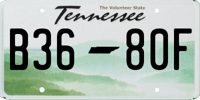 TN license plate B3680F