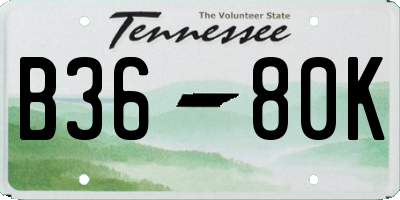 TN license plate B3680K