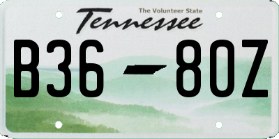 TN license plate B3680Z
