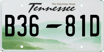 TN license plate B3681D