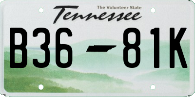 TN license plate B3681K