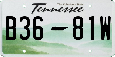 TN license plate B3681W