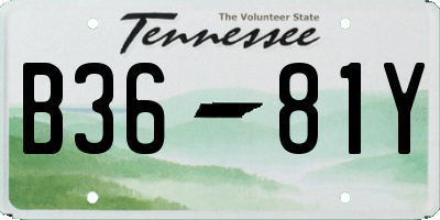 TN license plate B3681Y