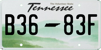 TN license plate B3683F