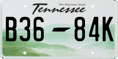 TN license plate B3684K