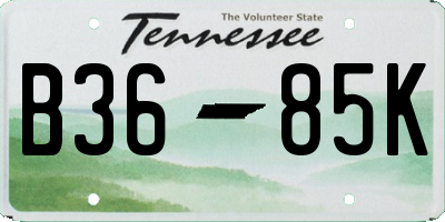 TN license plate B3685K