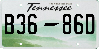 TN license plate B3686D