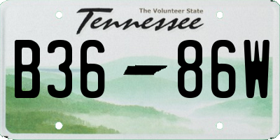 TN license plate B3686W