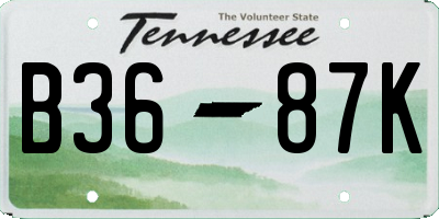 TN license plate B3687K