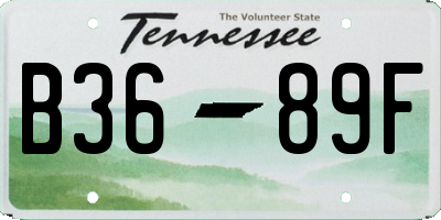 TN license plate B3689F