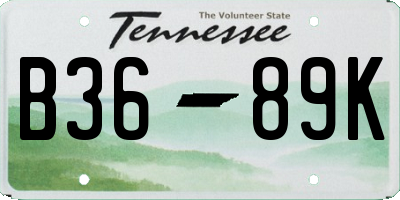 TN license plate B3689K