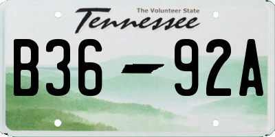 TN license plate B3692A