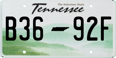 TN license plate B3692F