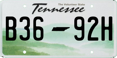 TN license plate B3692H