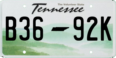 TN license plate B3692K