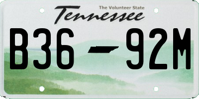TN license plate B3692M