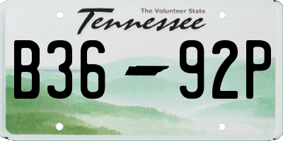 TN license plate B3692P