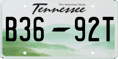 TN license plate B3692T
