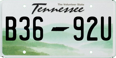 TN license plate B3692U