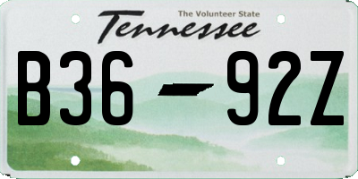 TN license plate B3692Z