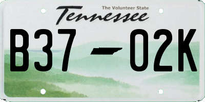 TN license plate B3702K