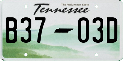 TN license plate B3703D