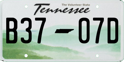 TN license plate B3707D