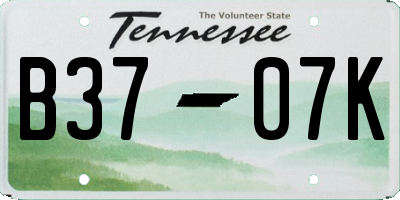 TN license plate B3707K