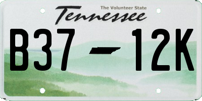 TN license plate B3712K