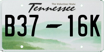 TN license plate B3716K