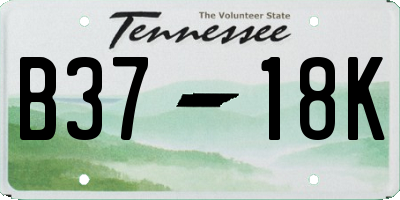TN license plate B3718K
