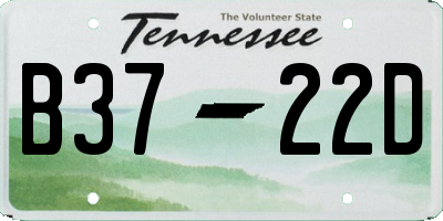 TN license plate B3722D