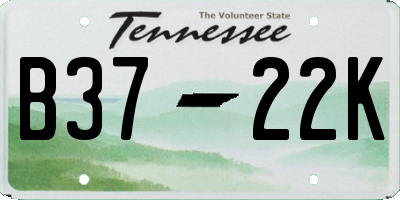 TN license plate B3722K