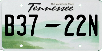 TN license plate B3722N