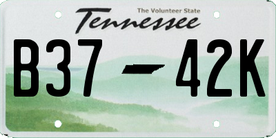TN license plate B3742K