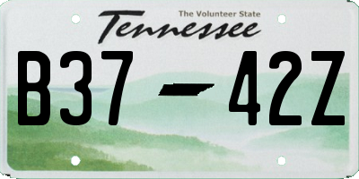 TN license plate B3742Z