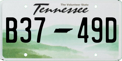 TN license plate B3749D