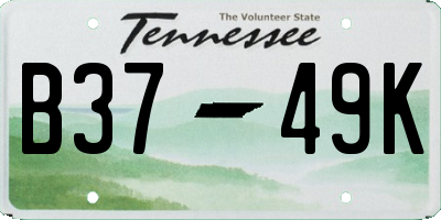 TN license plate B3749K