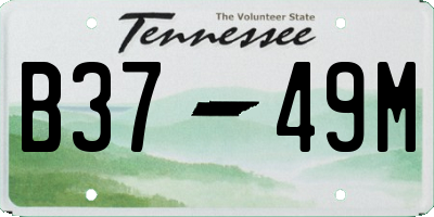 TN license plate B3749M