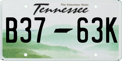 TN license plate B3763K