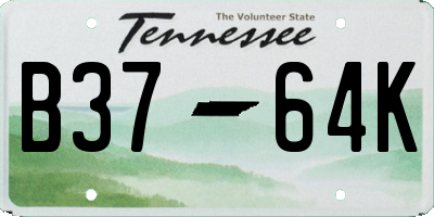 TN license plate B3764K