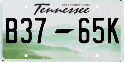 TN license plate B3765K