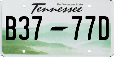 TN license plate B3777D
