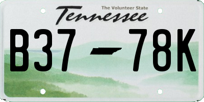 TN license plate B3778K