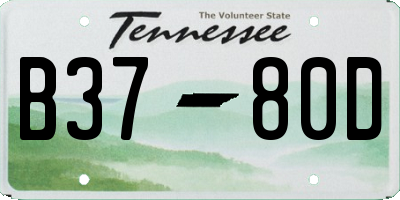 TN license plate B3780D