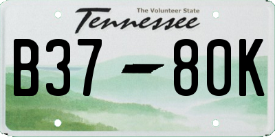 TN license plate B3780K