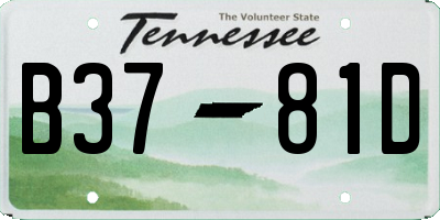 TN license plate B3781D