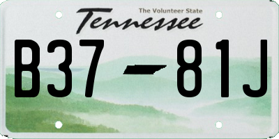 TN license plate B3781J